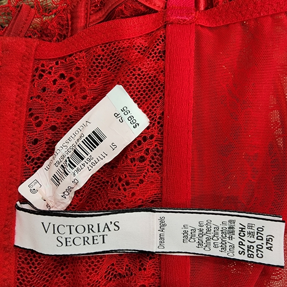 Victoria's Secret Red Lace Corset Hook Eye Closure Lace Up Front size Small - Picture 3 of 9